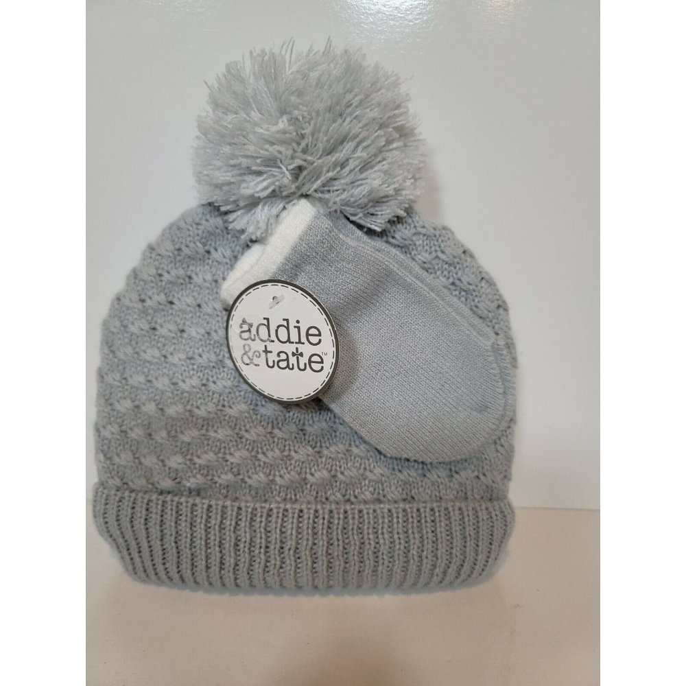 Addie & Tate Toddlers Hat And Glove Set Newborn / Infant Grey New / Tag